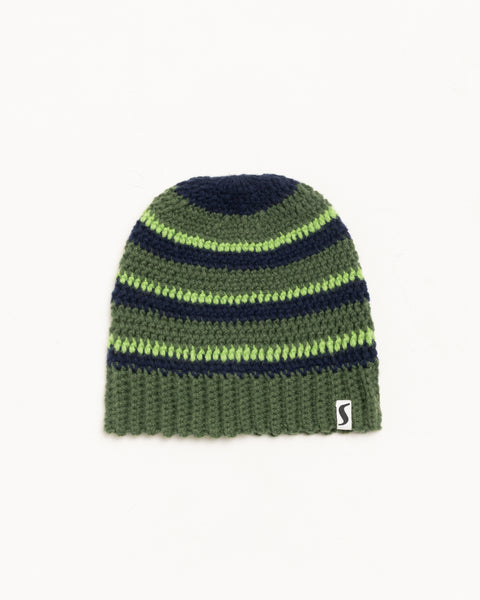 Stripe Knit Skullcap Accessories In Moss Green