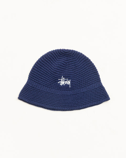 Basic Linen Knit Bucket Unisex In Navy