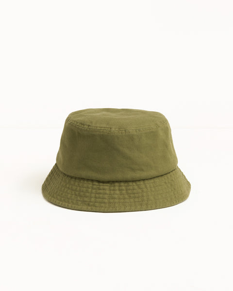 StüssyのユニセックスStock Bucket Hat、オリーブのウォッシュドコットンツイル製ヘッドウェア