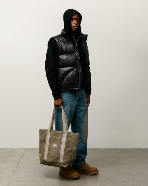 Waxed Canvas Market Tote Bag Accessories In Stone