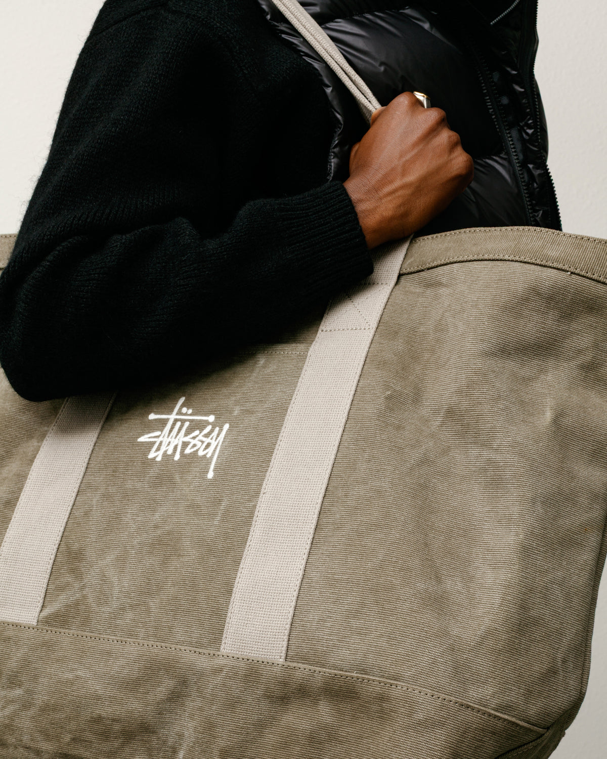 Waxed Canvas Extra Large Tote – Stone | Accessories | Stüssy Japan