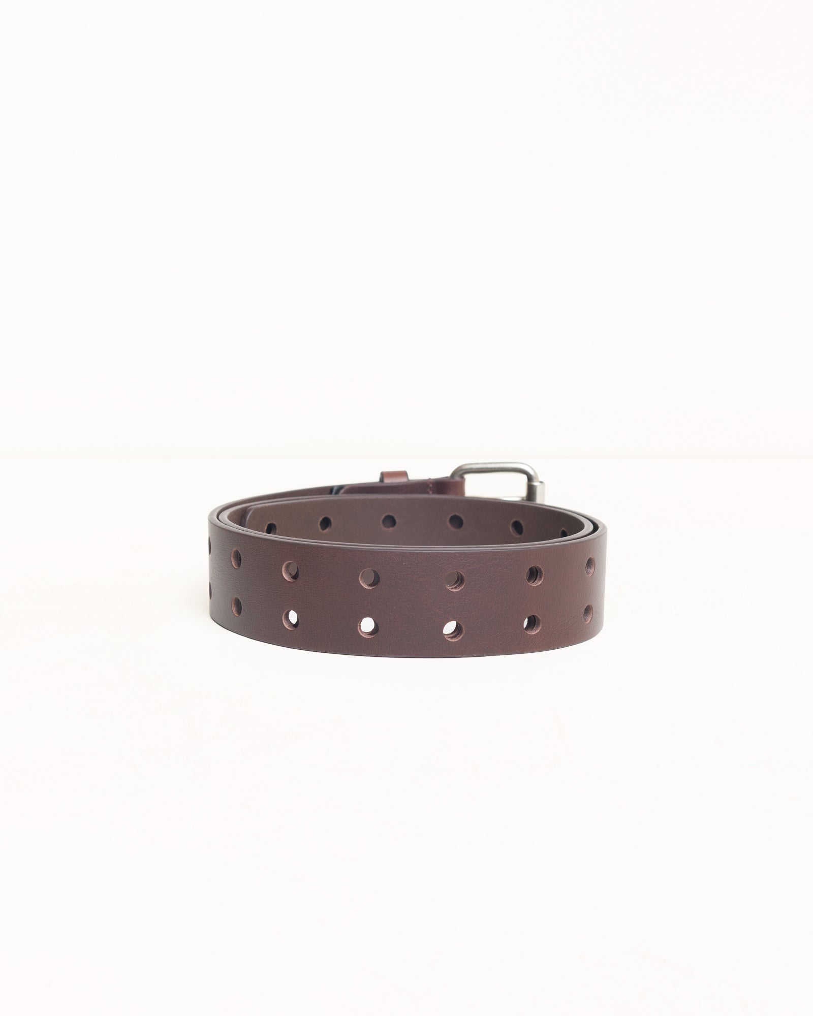 Leather Punch Out Belt Unisex In Brown
