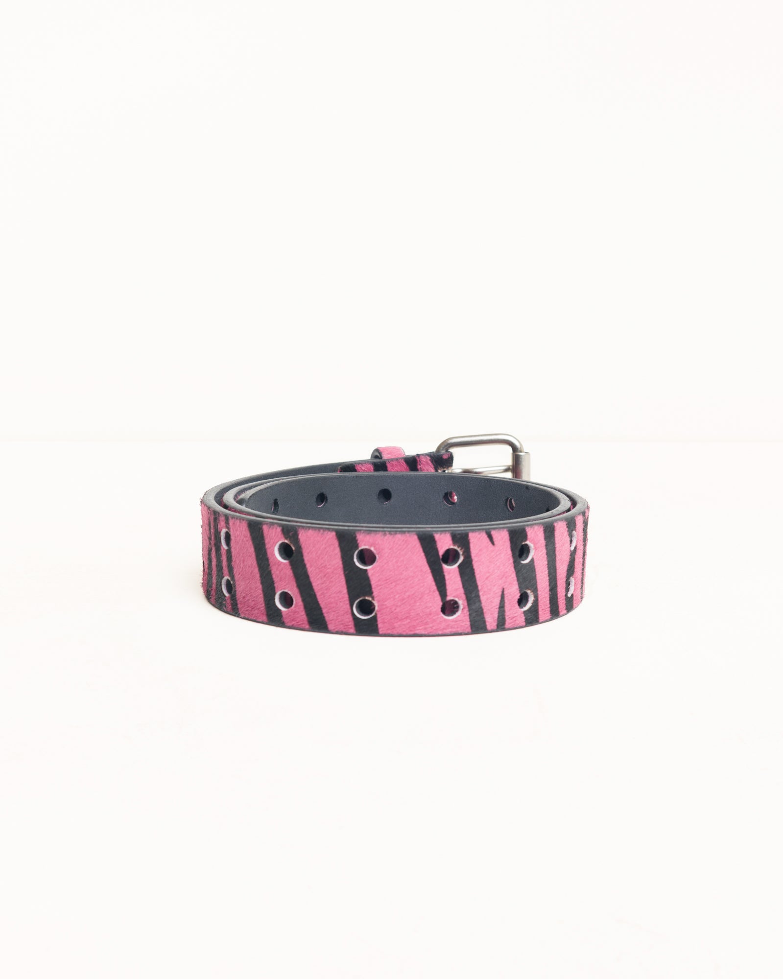 Punch Out Leather Belt – Pink Hairy Zebra Pattern | Accessories