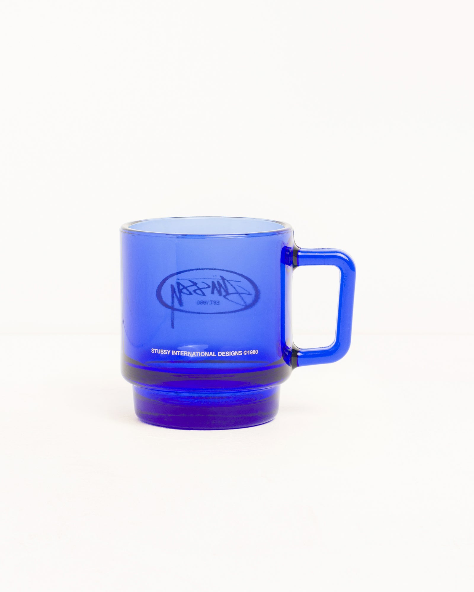 Oval Logo Glass Mug - Royal | Accessories | Stüssy Japan