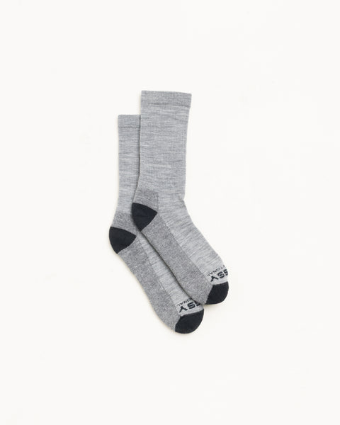 Light Merino Crew Sock Unisex In Marled Grey