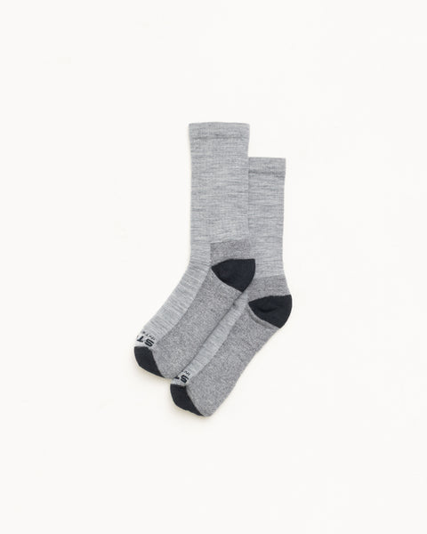 Light Merino Crew Sock Unisex In Marled Grey