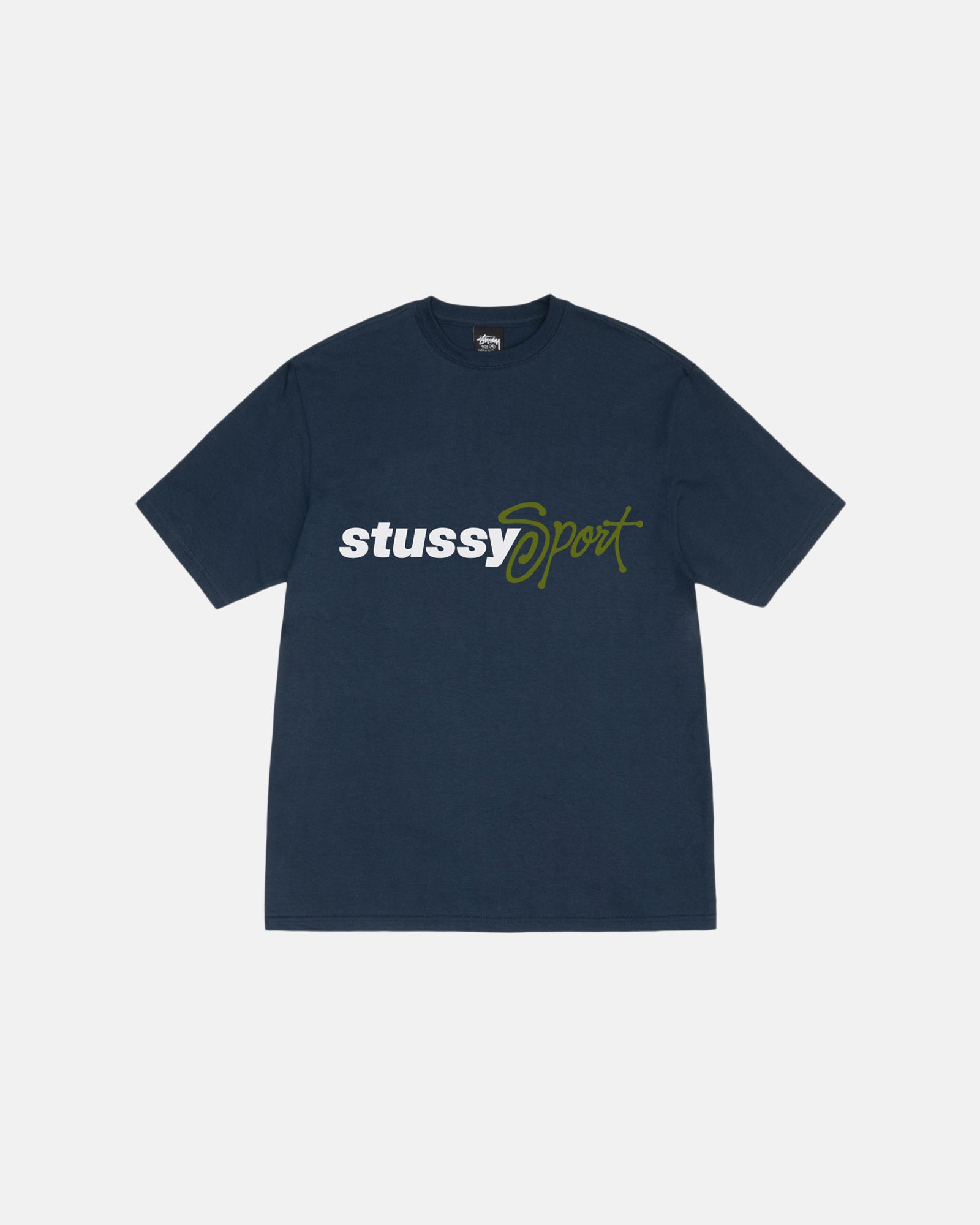 STÜSSY SPORT SCRIPT TEE NAVY SHORTSLEEVE