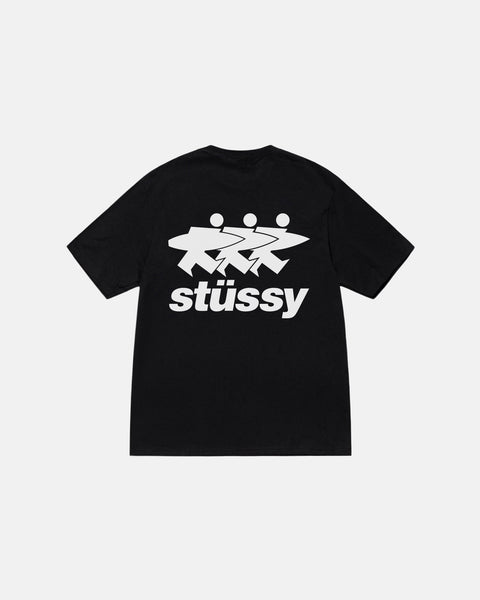 STÜSSY SURFWALK TEE BLACK SHORTSLEEVE