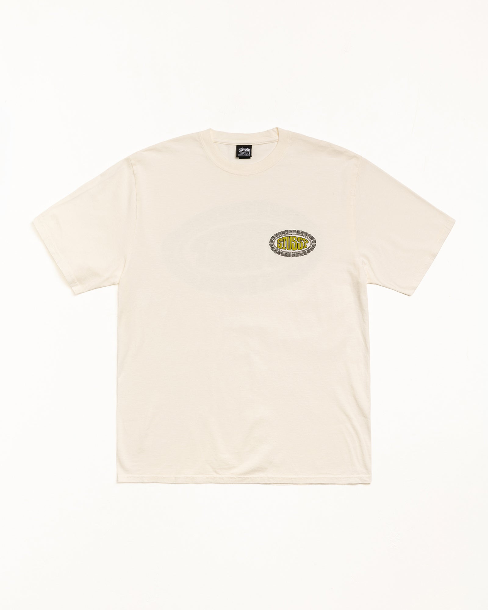 Tile Oval Pig. Dyed Tee Mens Short Sleeve In Natural