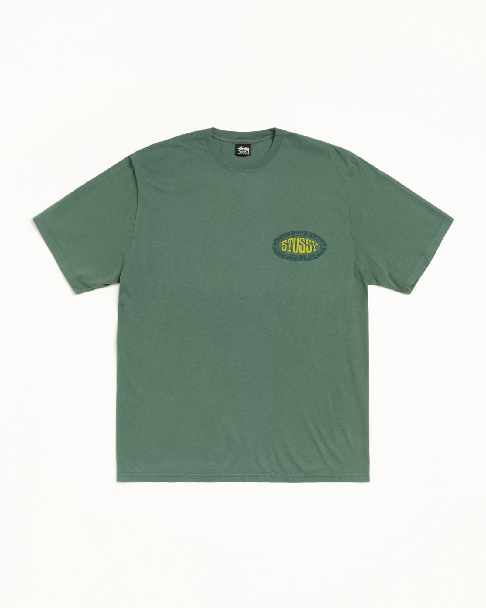 Tile Oval Pig. Dyed Tee Mens Short Sleeve In Pine