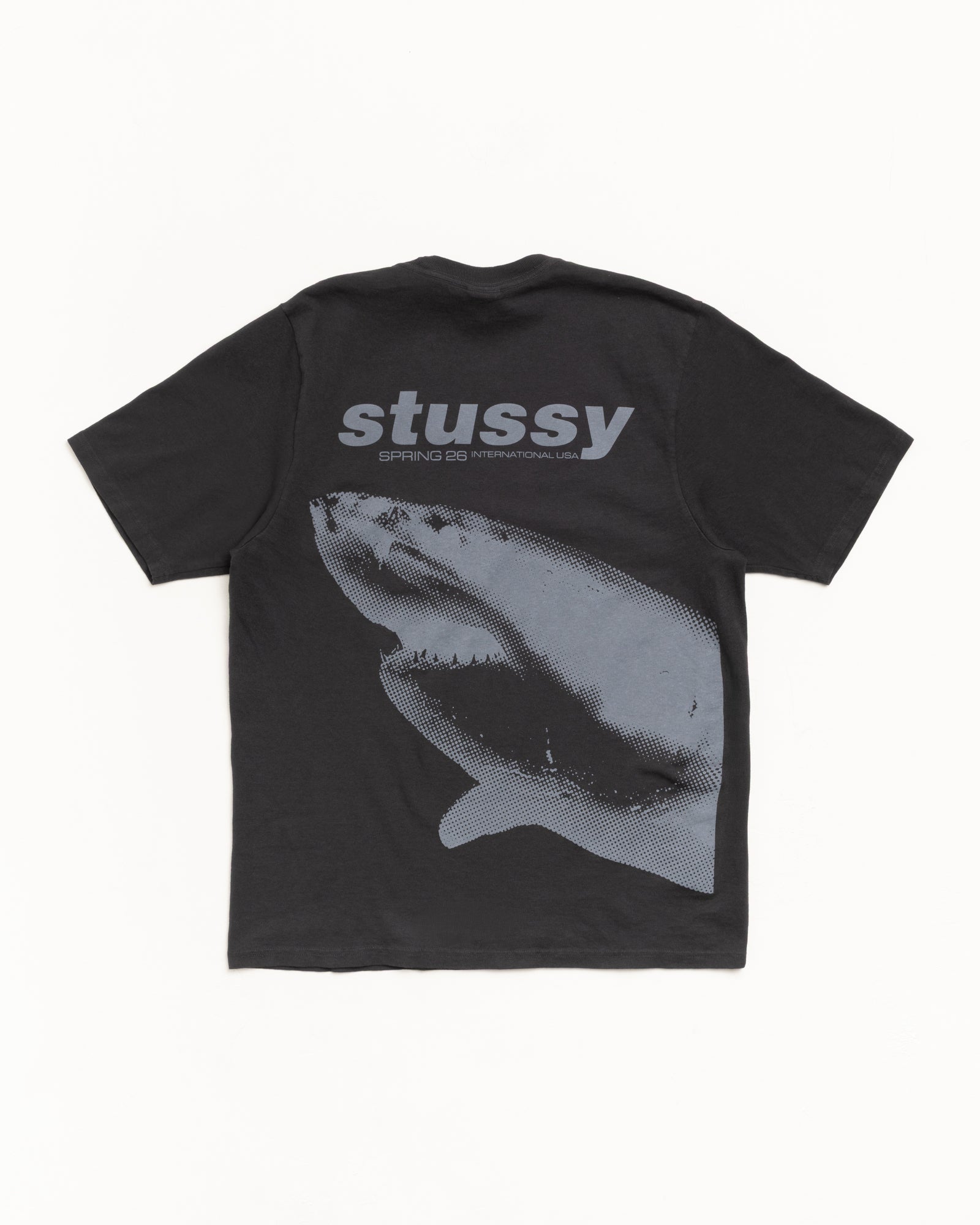 Shark Tee Pigment Dyed – Faded Black | Tees | Stüssy Japan