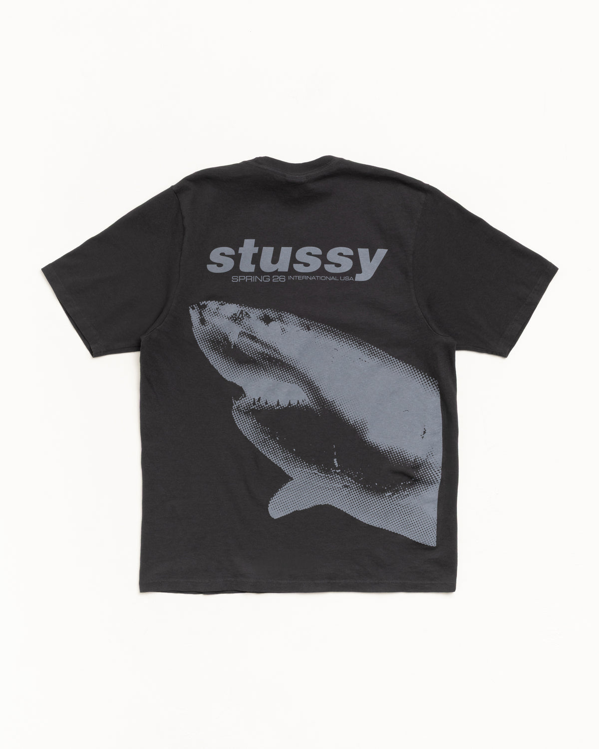 Shark Tee Pigment Dyed – Faded Black | Tees | Stüssy Japan
