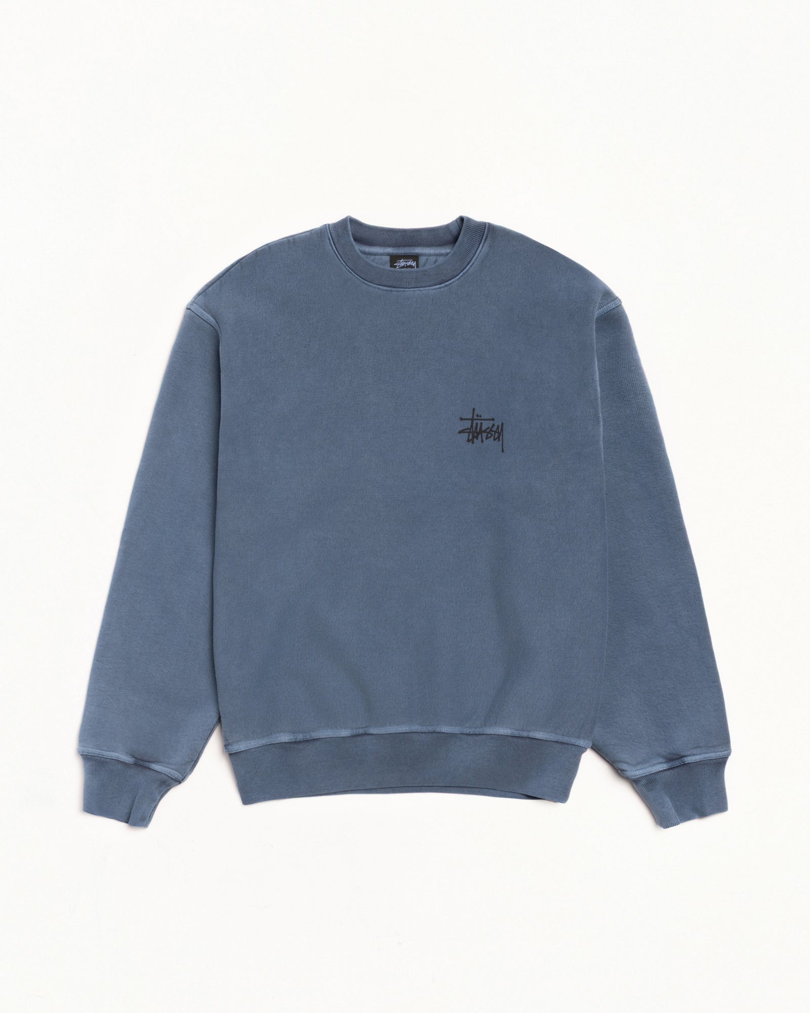Basic Stüssy Crew Pigment Dyed – Navy | Tee & Sweats | Stüssy Japan