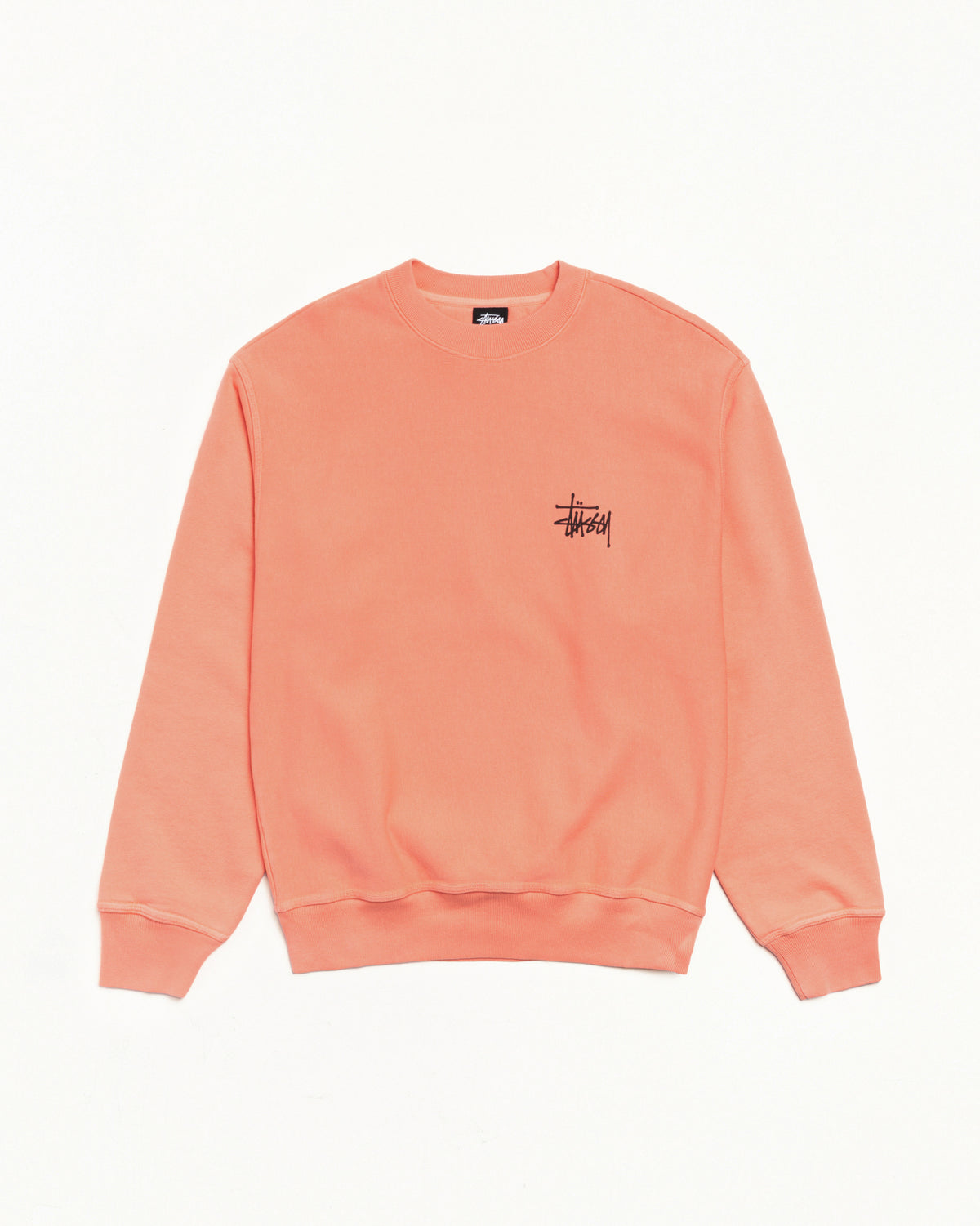 Basic Stüssy Crew Pigment Dyed – Sherbert | Tee & Sweats | Stüssy 