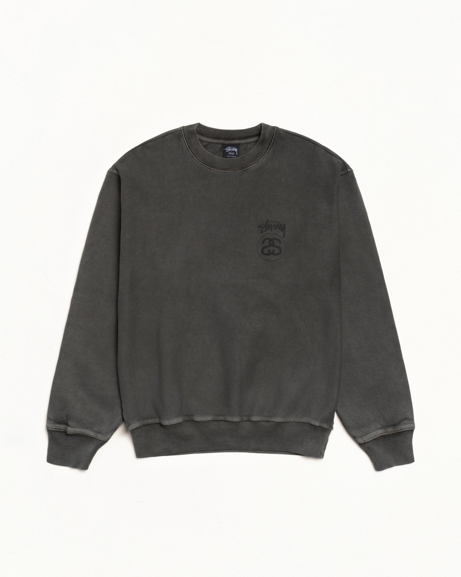 Stock Link Pig. Dyed Crew Mens Long Sleeve In Black