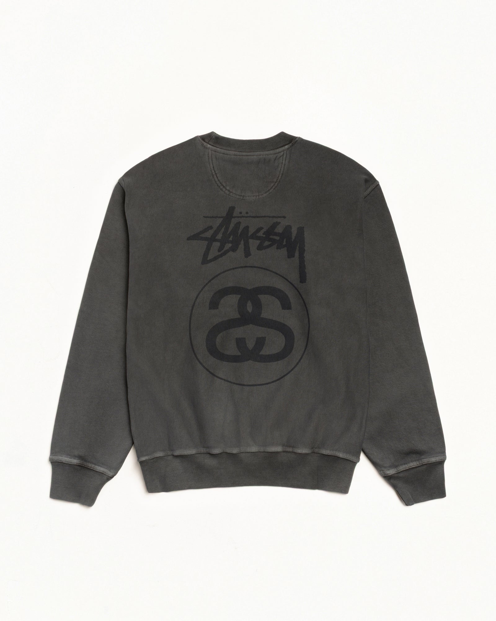 Stock Link Pig. Dyed Crew Mens Long Sleeve In Black