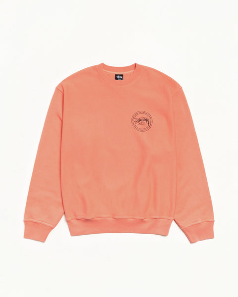 Stussy Wear Pig. Dyed Crew Mens Long Sleeve In Sherbert