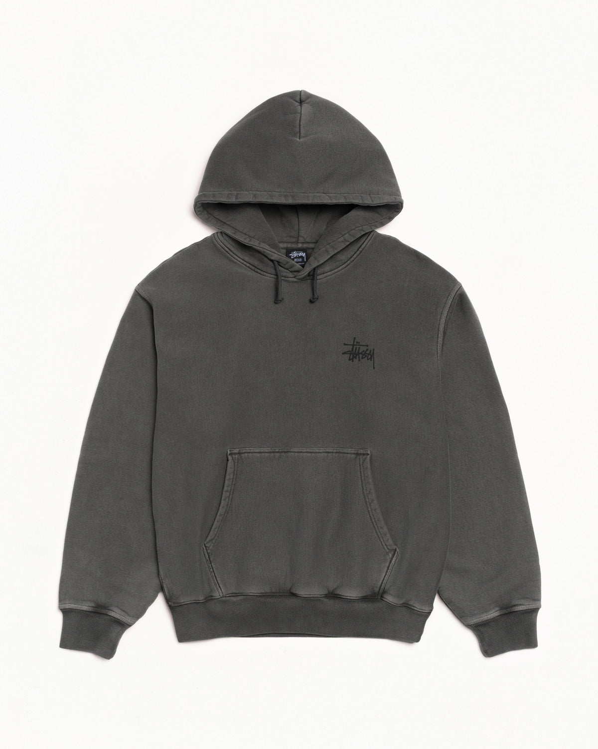 Basic Stüssy Hoodie Pigment Dyed – Black/Black | Tee & Sweats 