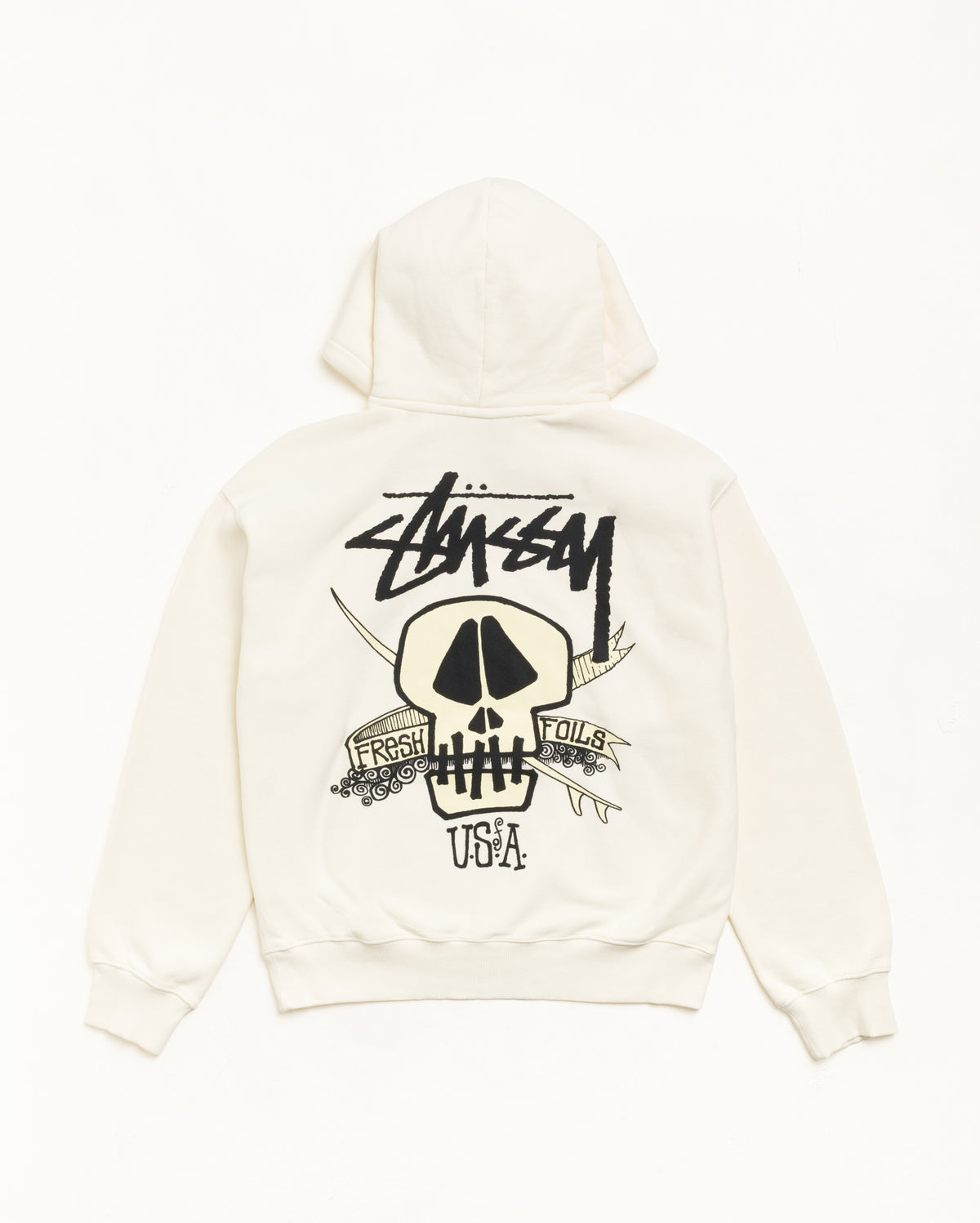 Fresh Foils Gar. Dyed Hood Unisex Long Sleeve In Bone