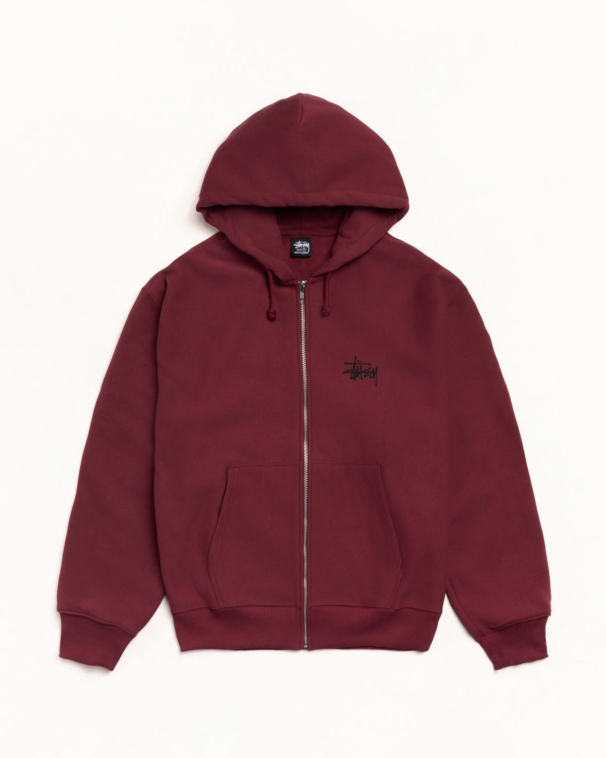 Basic Stüssy Zip Hoodie – Wine | Sweats | Stüssy Japan