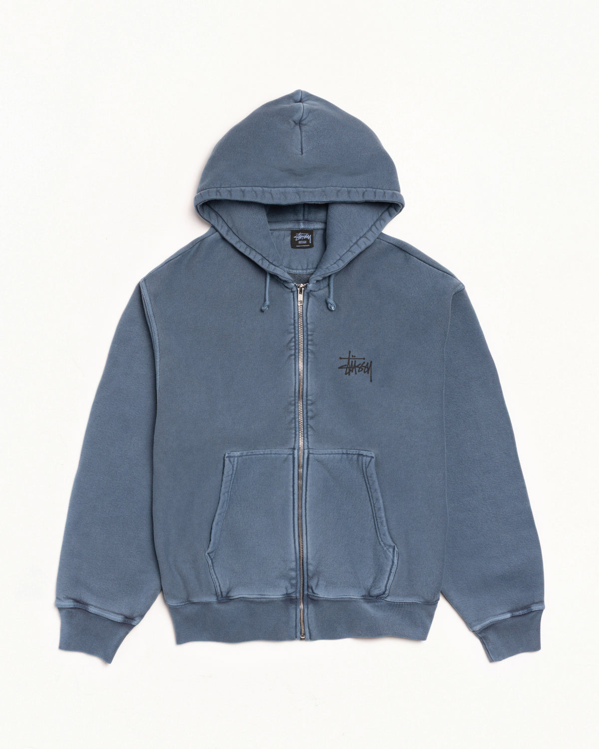 Basic Stüssy Zip Hoodie Pigment Dyed – Navy | Tee & Sweats 