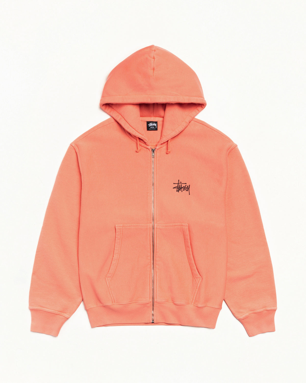 Basic Stüssy Zip Hoodie Pigment Dyed – Sherbert | Tee & Sweats 