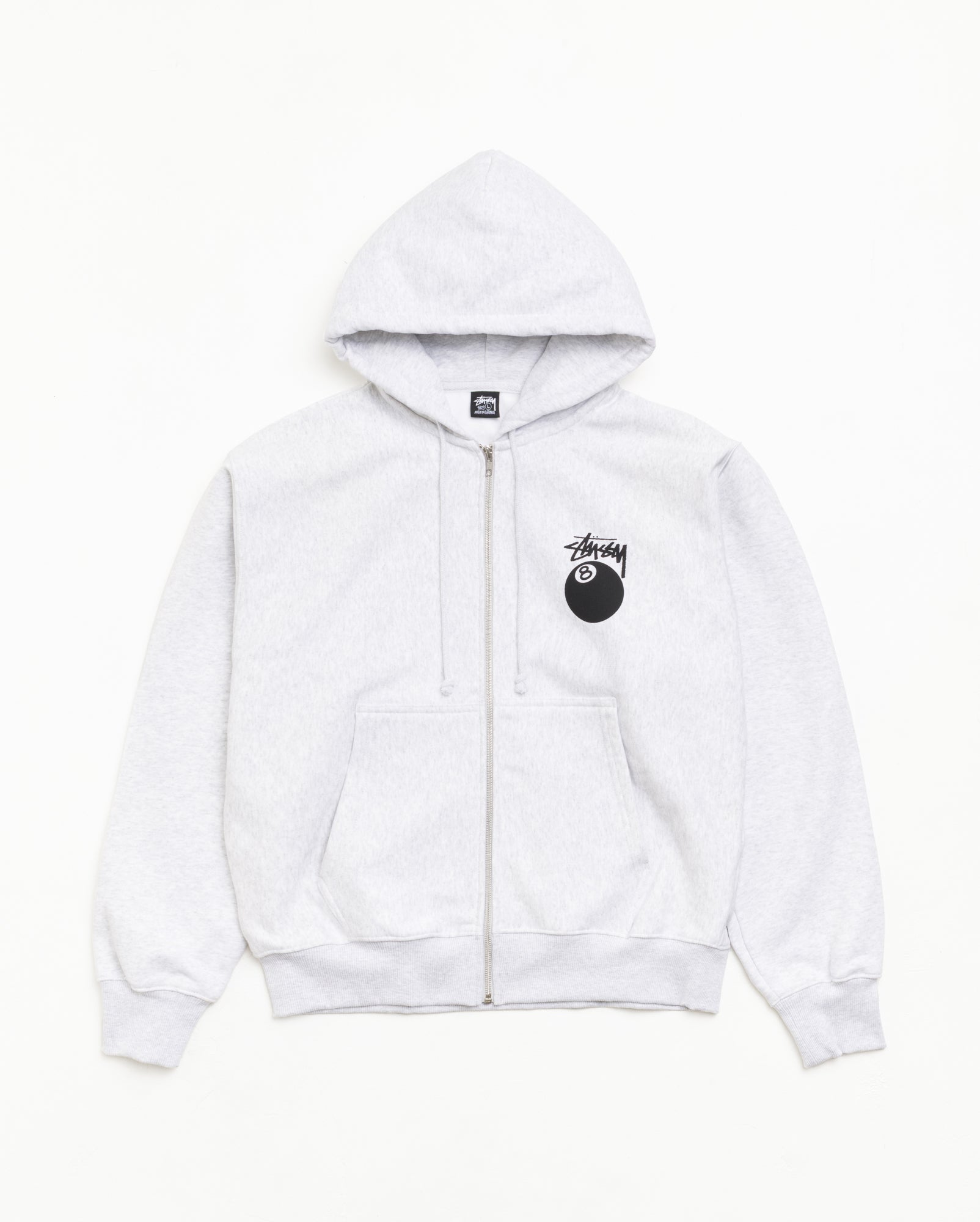 8 Ball Zip Hood Unisex Long Sleeve In Ash Heather | hero:main:collection:new-arrivals,shirts,tops-shirts,all,tees,outerwear,denim,knits,accessories,sunglasses,hoodies,sweats,mens-hoodies-sweatshirts,shorts,pants,bottoms,crew-sweats,zip-ups,swim,sweatpants,graphics,lazy-tees,swim,basic-9twenty,button-ups,shorts,cargos,denim-jeans,bottoms,bags,belts,wearables,gear,footwear,button-ups,basic-tops,jerseys,big-ol,classics,slim,jackets,all, | product-card-slider