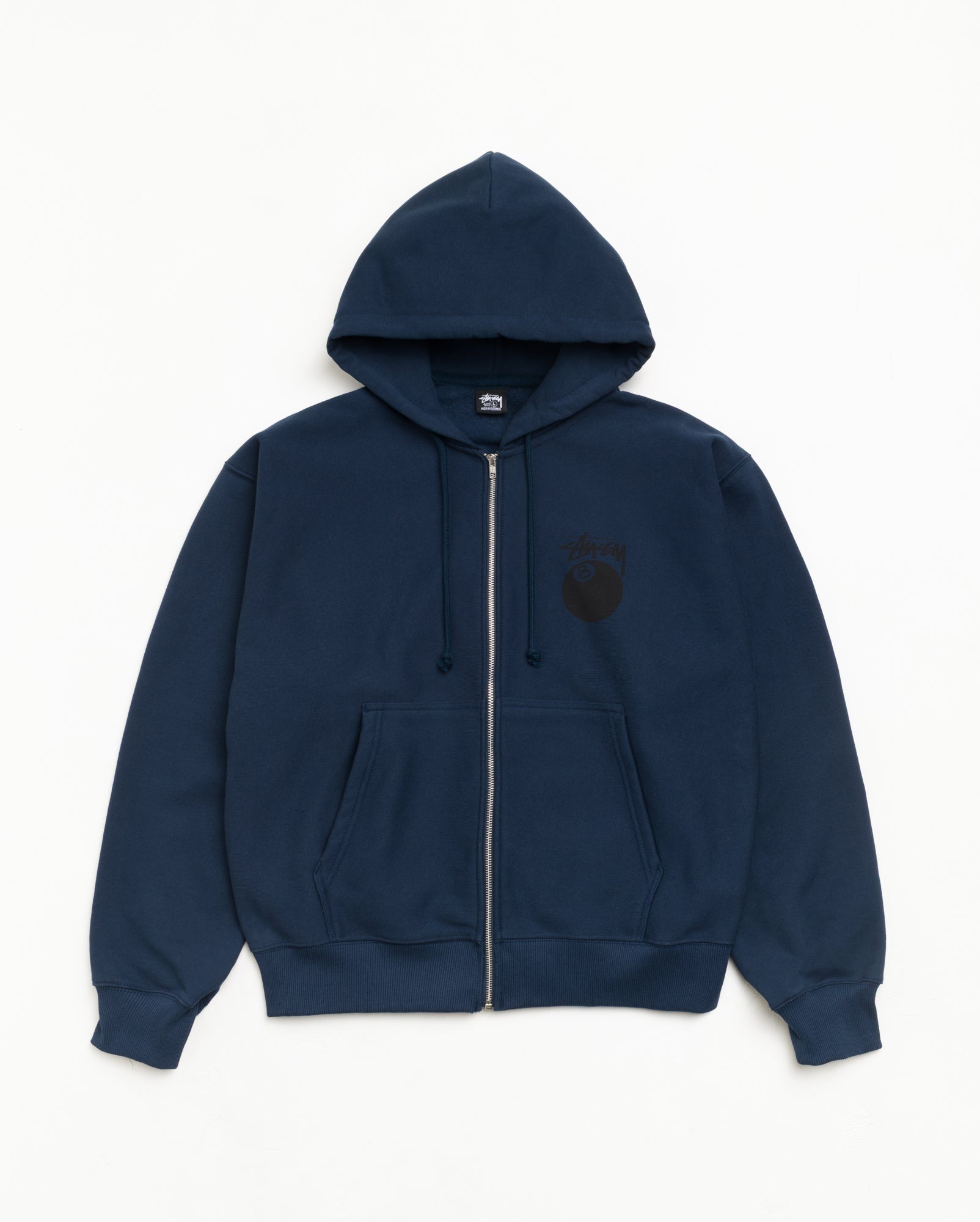 8 Ball Zip Hood Unisex Long Sleeve In Navy | hero:main:collection:new-arrivals,shirts,tops-shirts,all,tees,outerwear,denim,knits,accessories,sunglasses,hoodies,sweats,mens-hoodies-sweatshirts,shorts,pants,bottoms,crew-sweats,zip-ups,swim,sweatpants,graphics,lazy-tees,swim,basic-9twenty,button-ups,shorts,cargos,denim-jeans,bottoms,bags,belts,wearables,gear,footwear,button-ups,basic-tops,jerseys,big-ol,classics,slim,jackets,all, | product-card-slider
