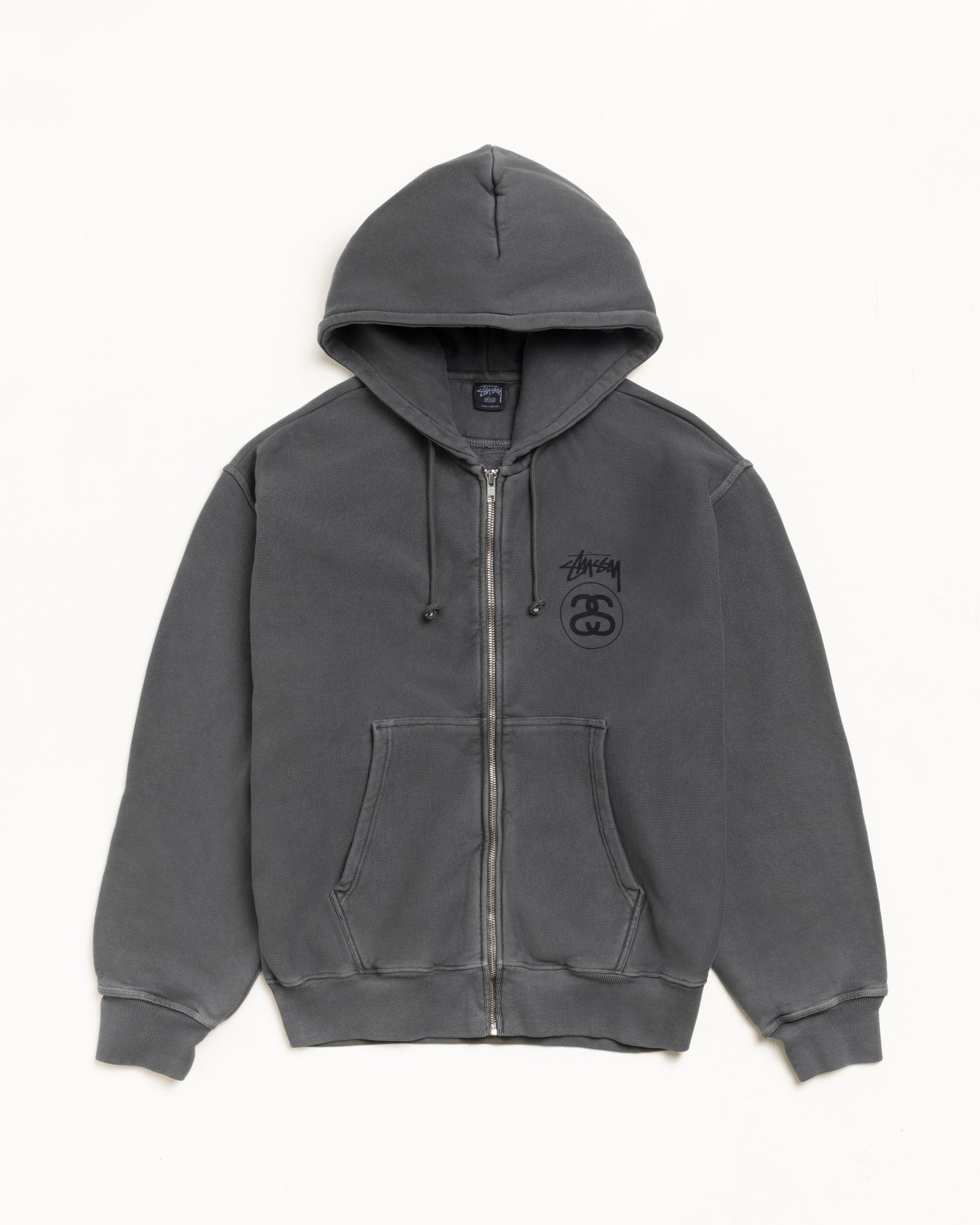 Stock Link Pig. Dyed Zip Hood Mens Long Sleeve In Black