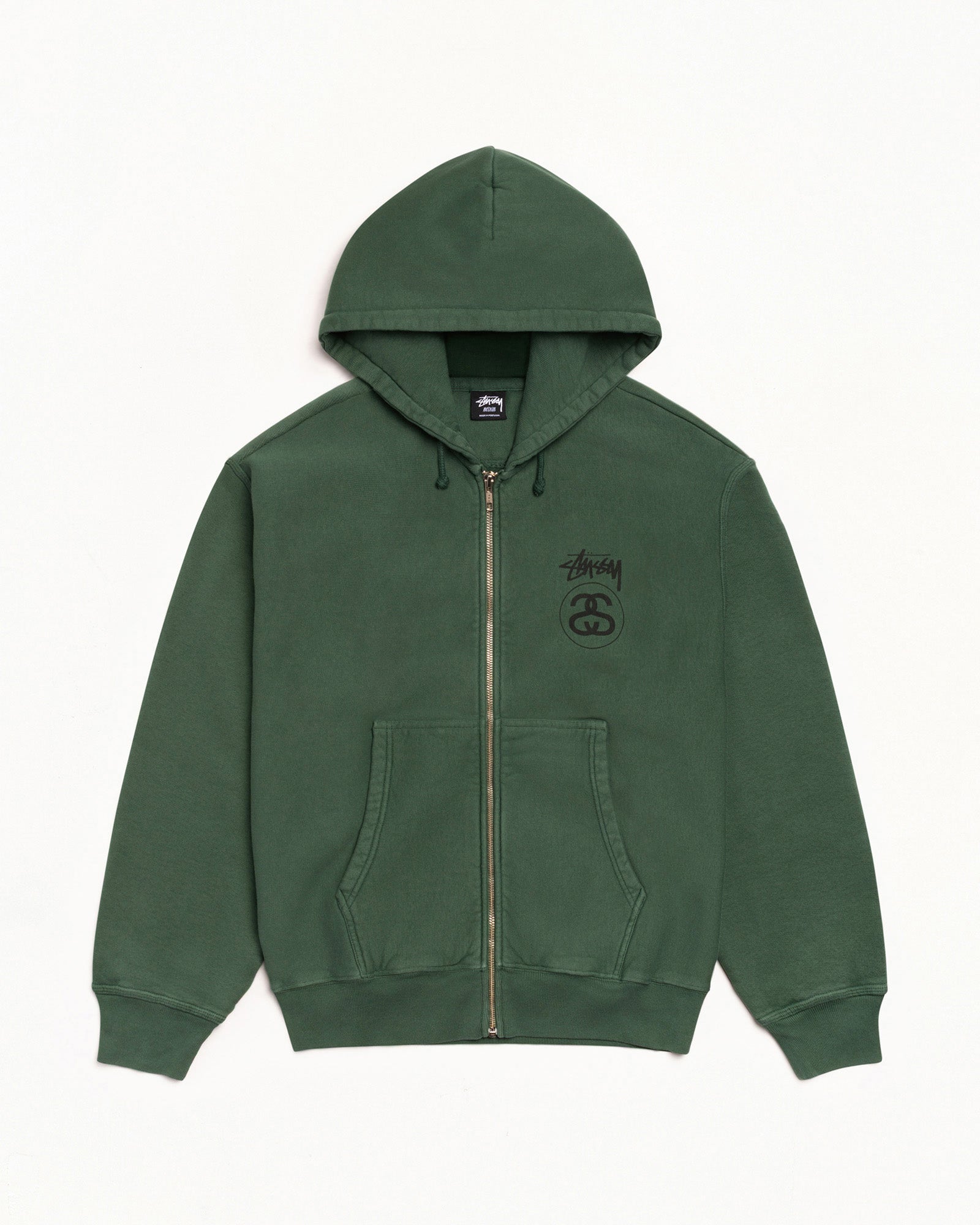 Stock Link Zip Hoodie Pigment Dyed – Pine | Sweats | Stüssy