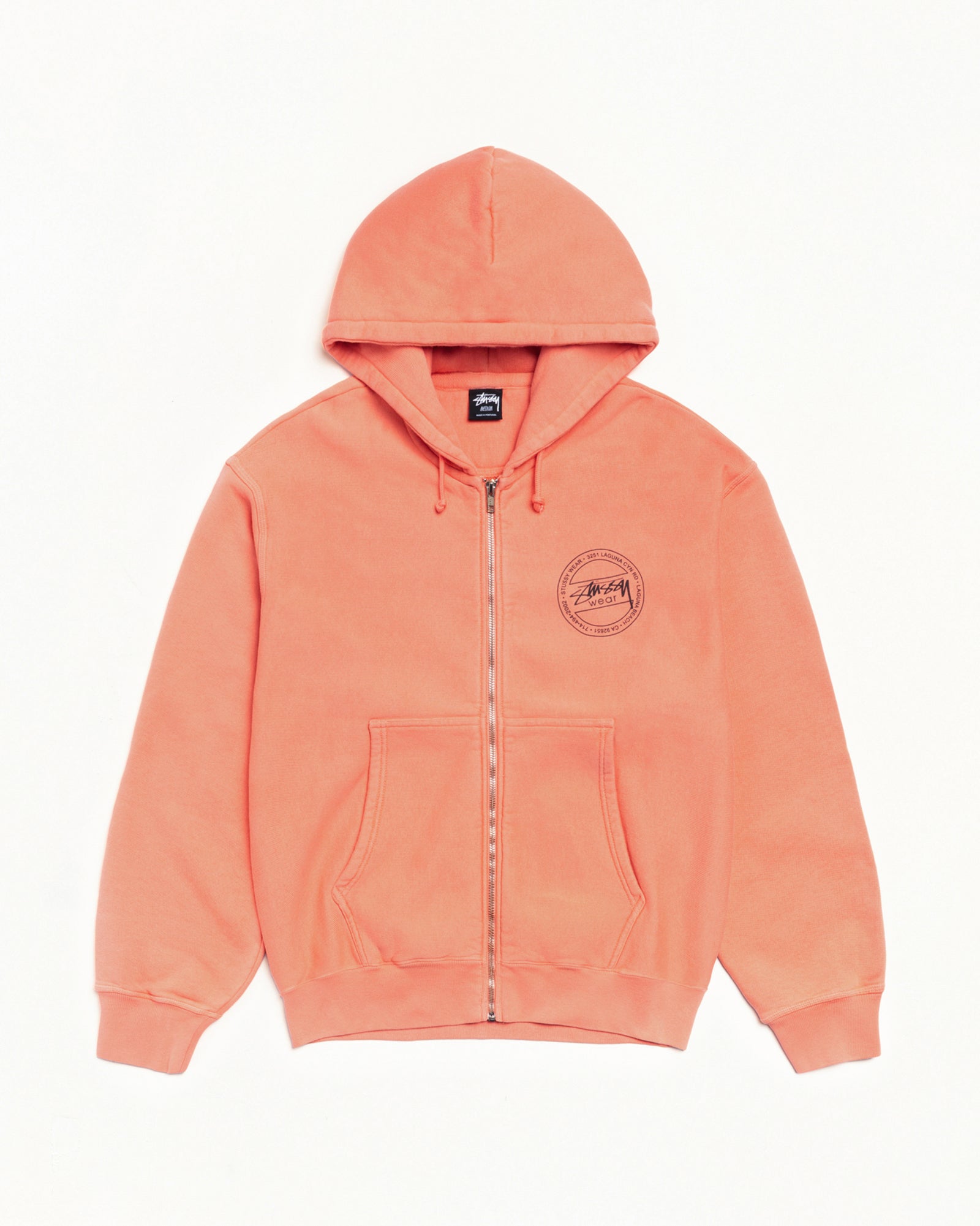Stussy Wear Pig. Dyed Zip Hood Mens Long Sleeve In Sherbert
