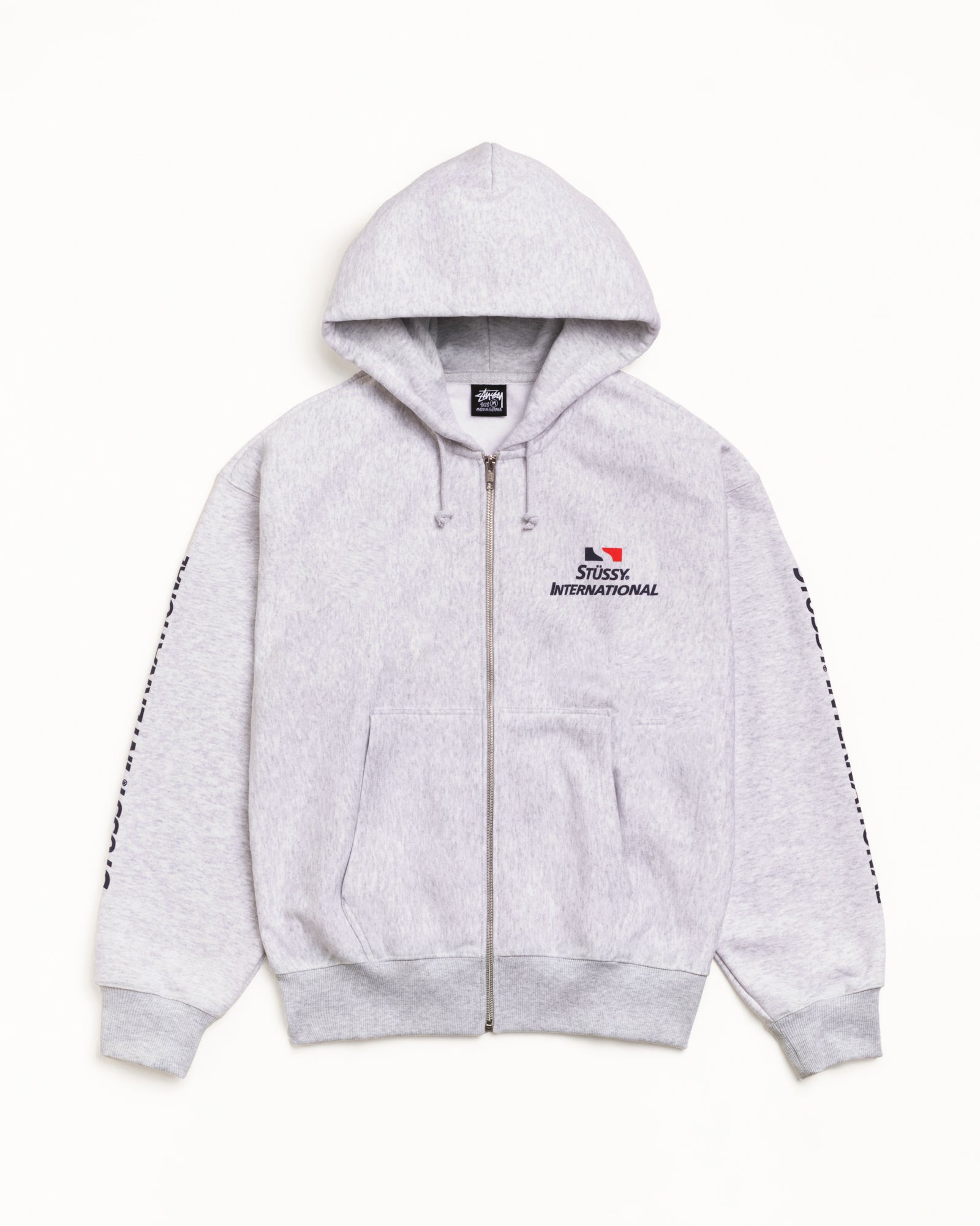 Stussy International Zip Hood Mens Long Sleeve In Ash Heather