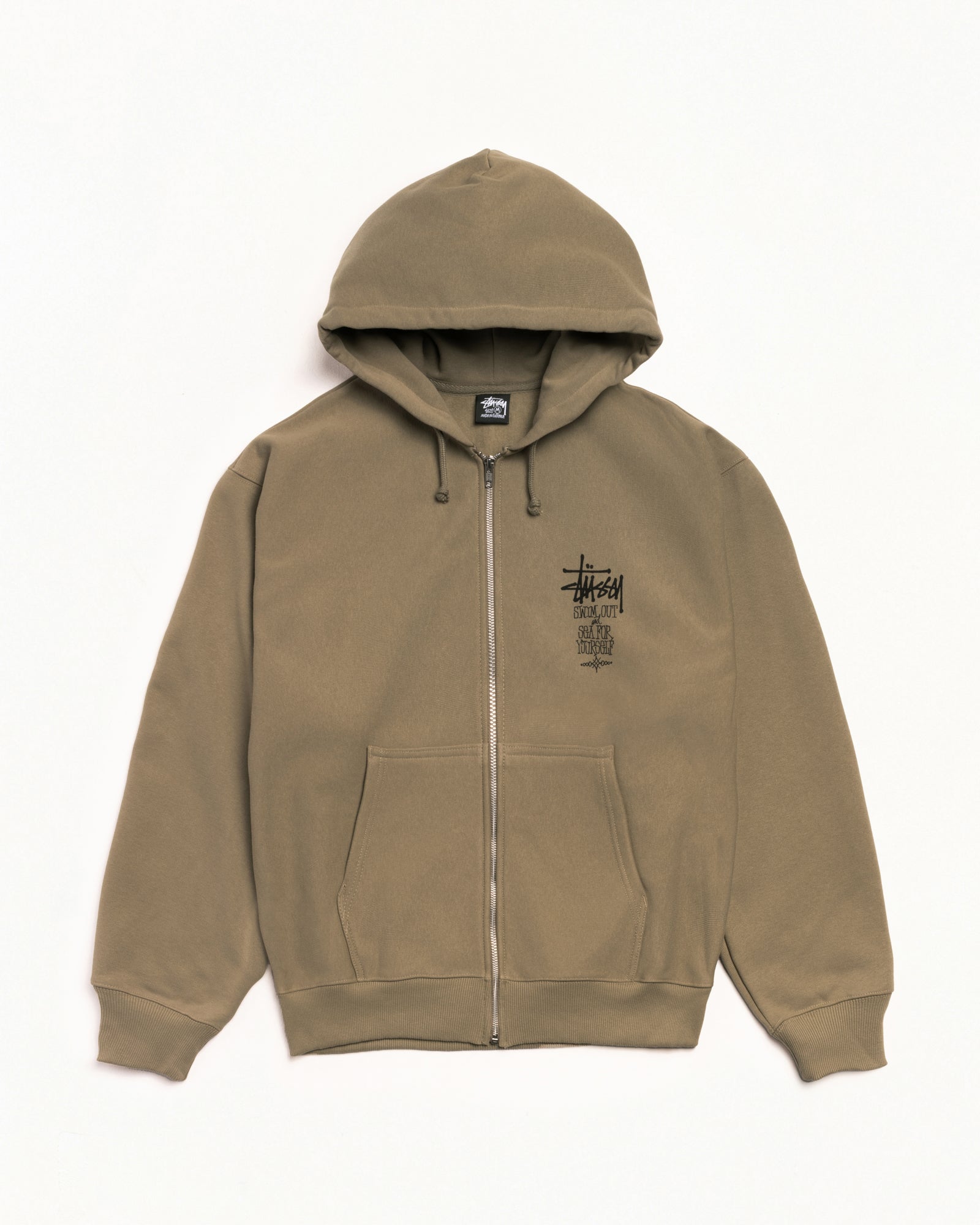 Swim Out Zip Hood Mens Long Sleeve In Army