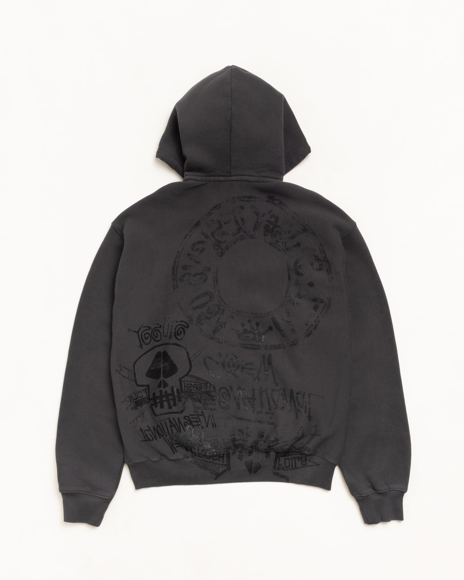 Skulls Gar. Dyed Zip Hood Mens Long Sleeve In Faded Black