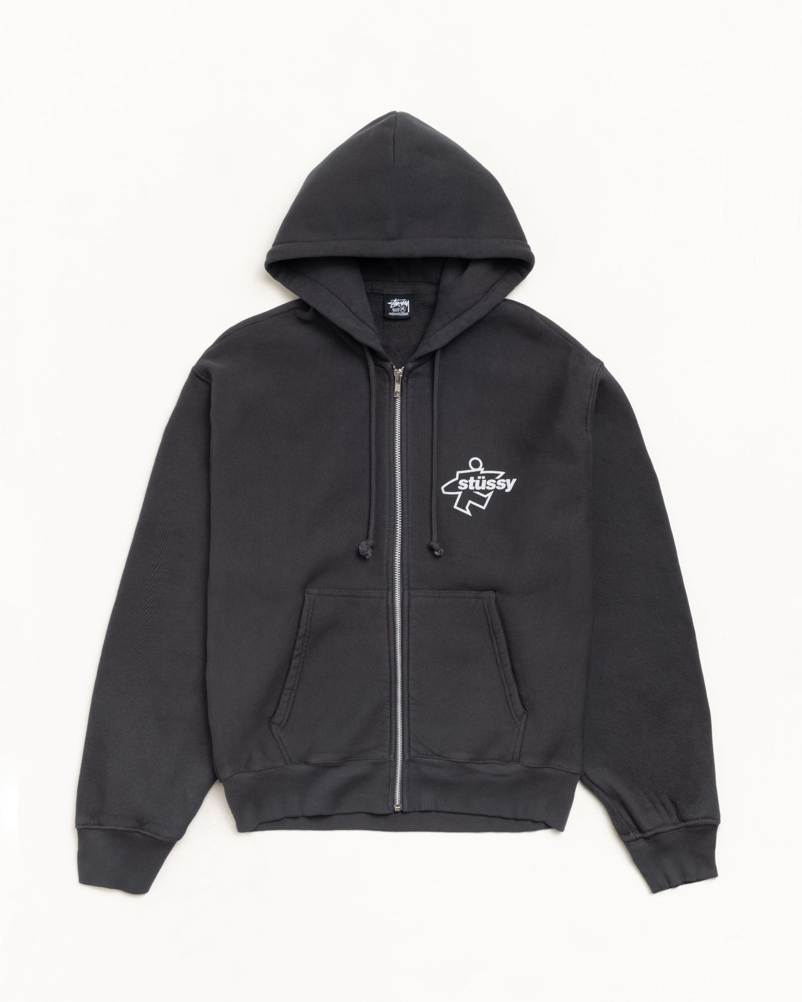 Surf Size Gar. Dyed Zip Hood Mens Long Sleeve In Faded Black