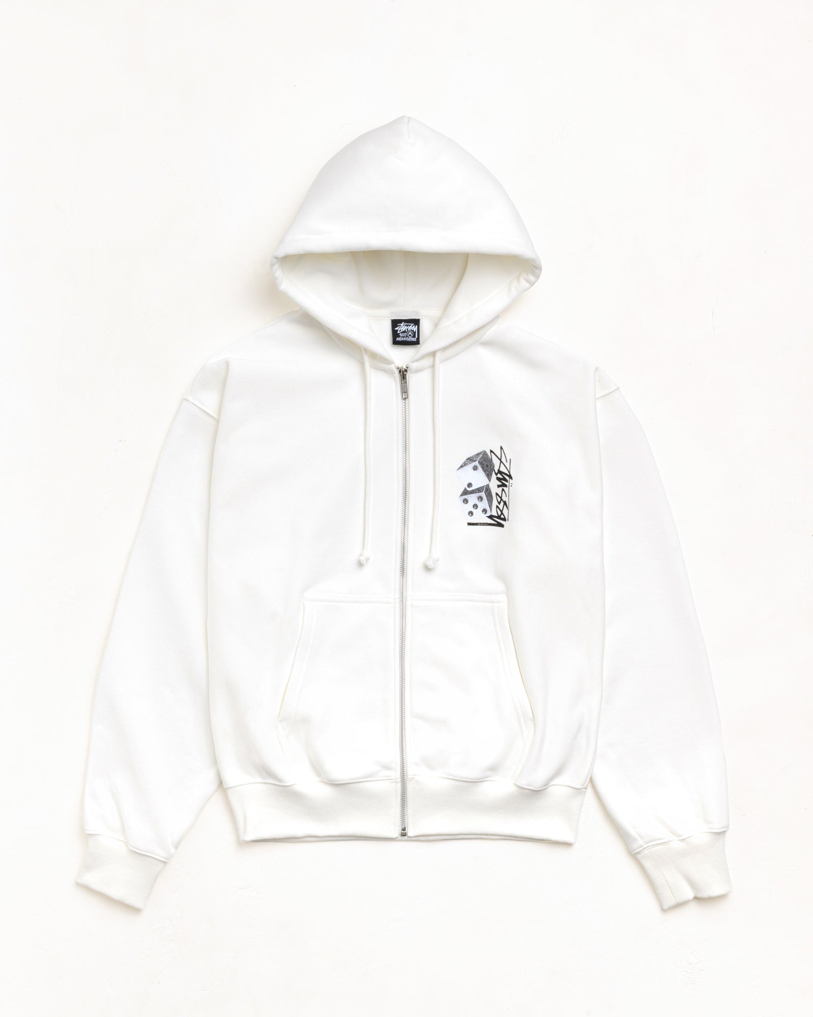 Tall Dice Zip Hood Mens Long Sleeve In Off White