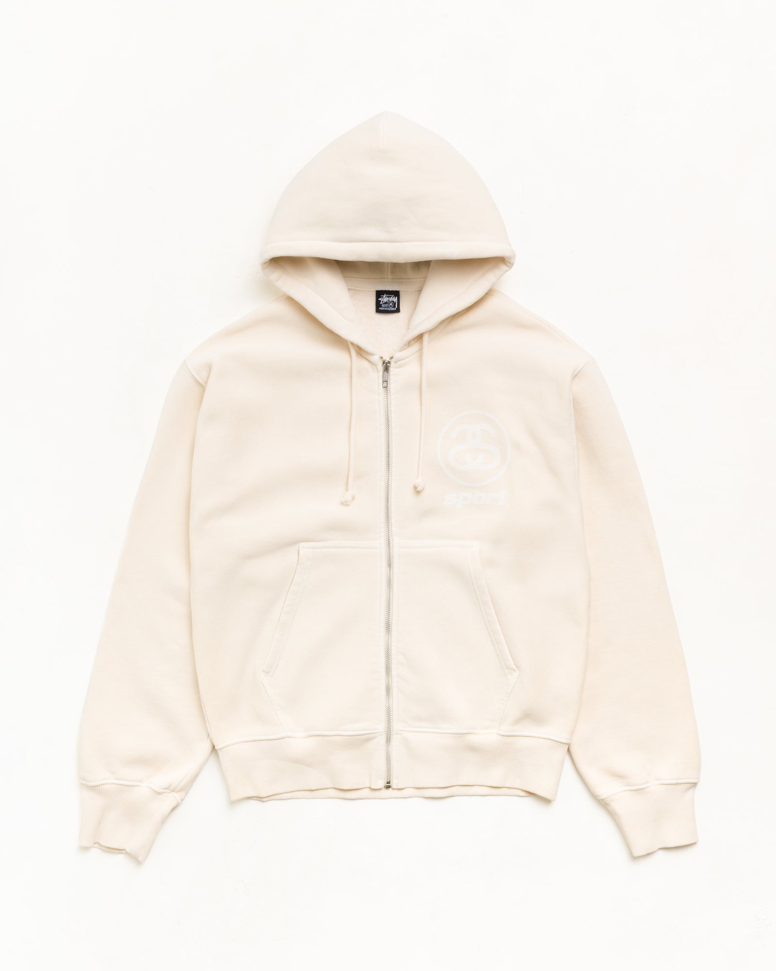 Link Sport Gar. Dyed Zip Hood Unisex Long Sleeve In Bone