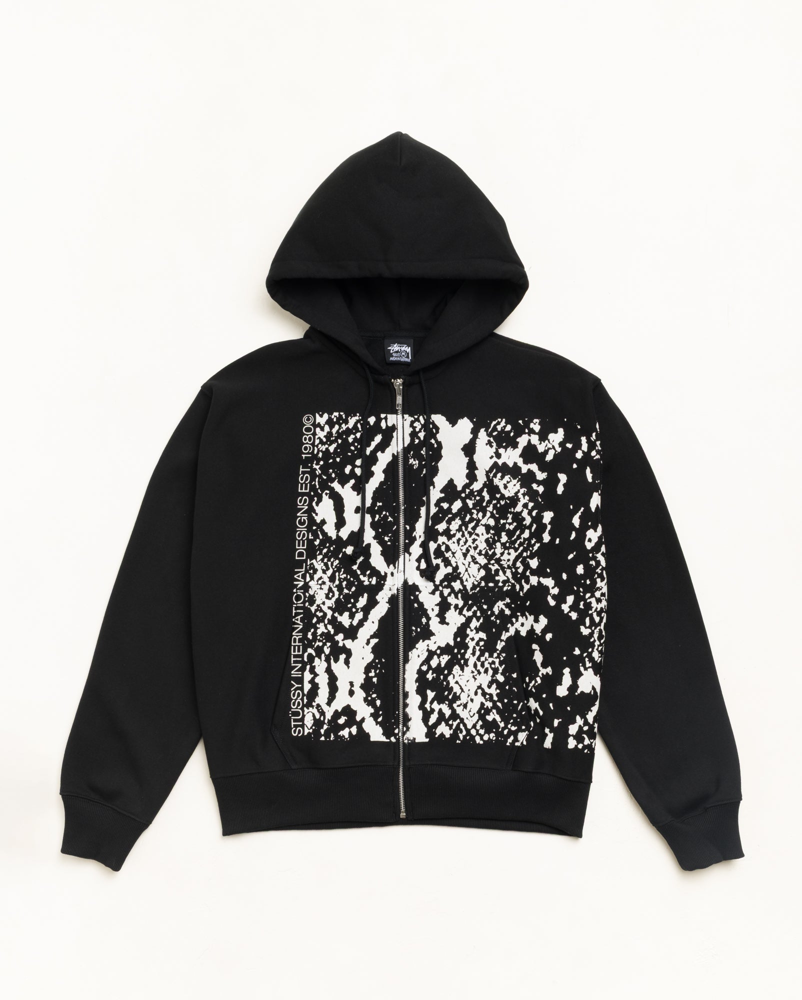 Snakeskin Zip Hood Unisex Long Sleeve In Black | hero:main:collection:new-arrivals,shirts,tops-shirts,all,tees,outerwear,denim,knits,accessories,sunglasses,hoodies,sweats,mens-hoodies-sweatshirts,shorts,pants,bottoms,crew-sweats,zip-ups,swim,sweatpants,graphics,lazy-tees,swim,basic-9twenty,button-ups,shorts,cargos,denim-jeans,bottoms,bags,belts,wearables,gear,footwear,button-ups,basic-tops,jerseys,big-ol,classics,slim,jackets,all, | product-card-slider