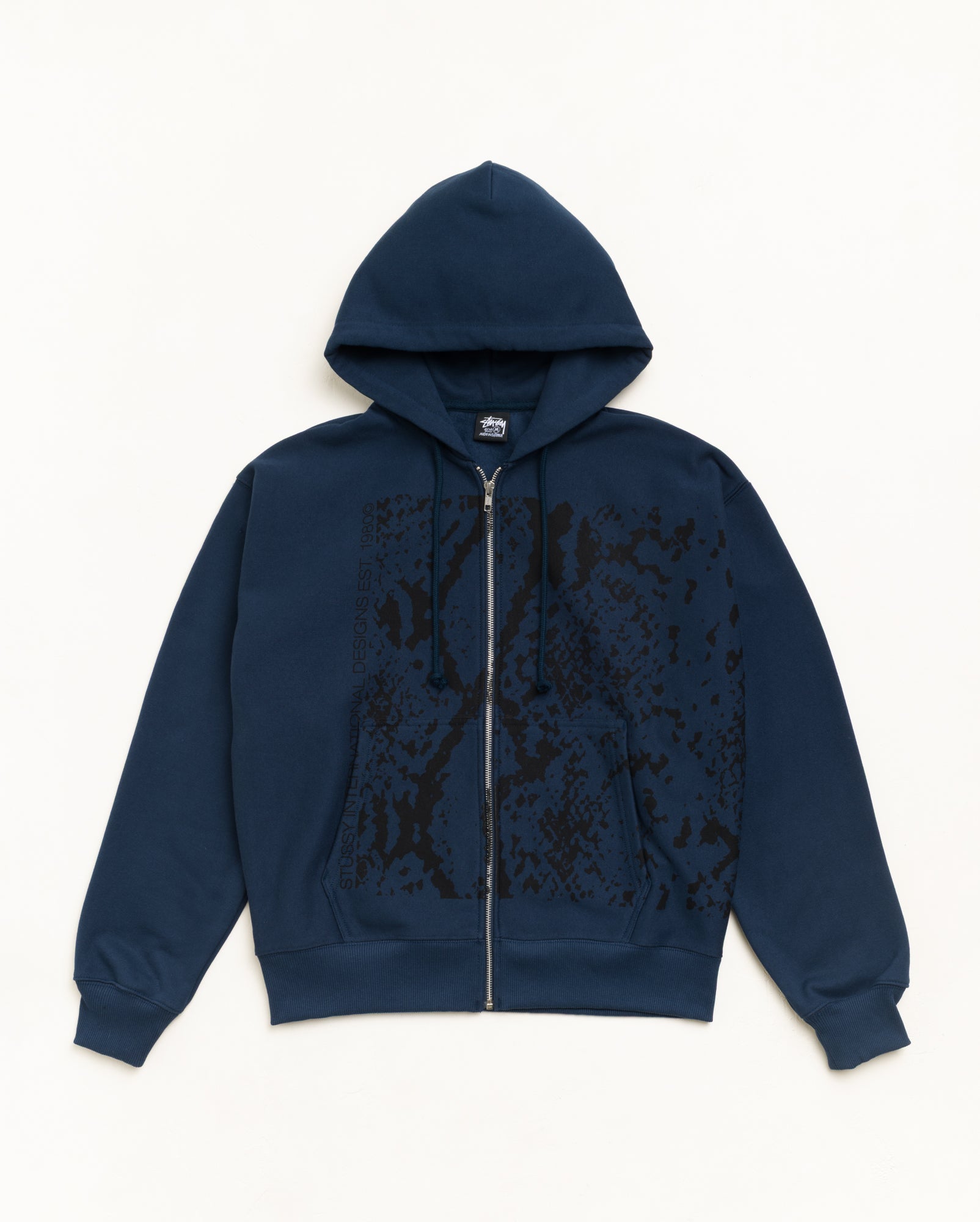 Snakeskin Zip Hood Unisex Long Sleeve In Navy