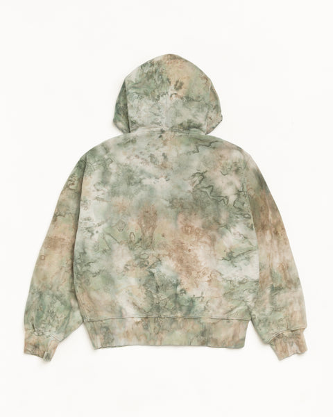 Camo Block Sport Zip Hood Unisex Long Sleeve In Sage Camo