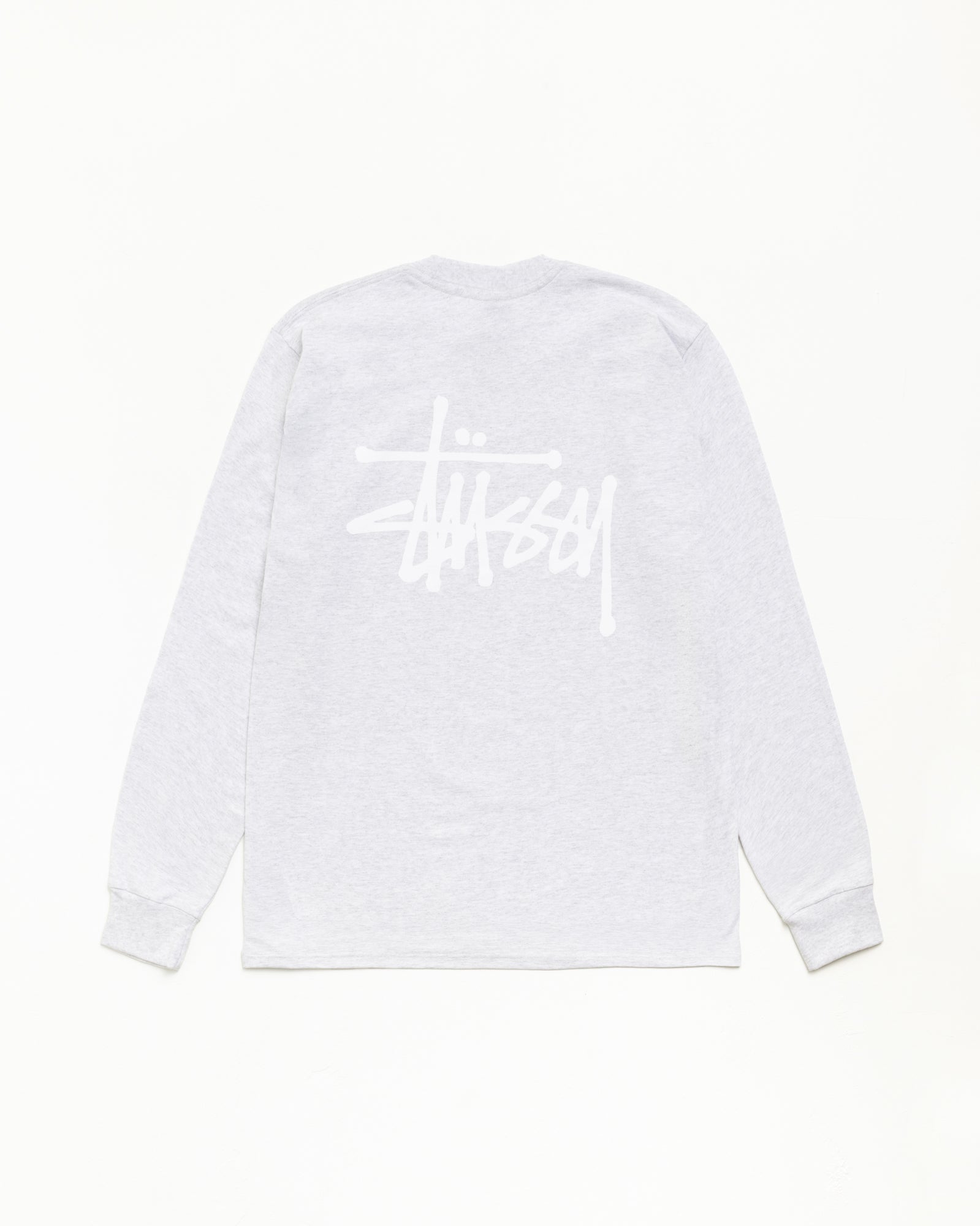 Basic Stüssy LS Tee ユニセックス長袖、アッシュヘザーのミッドウェイトコットンジャージー