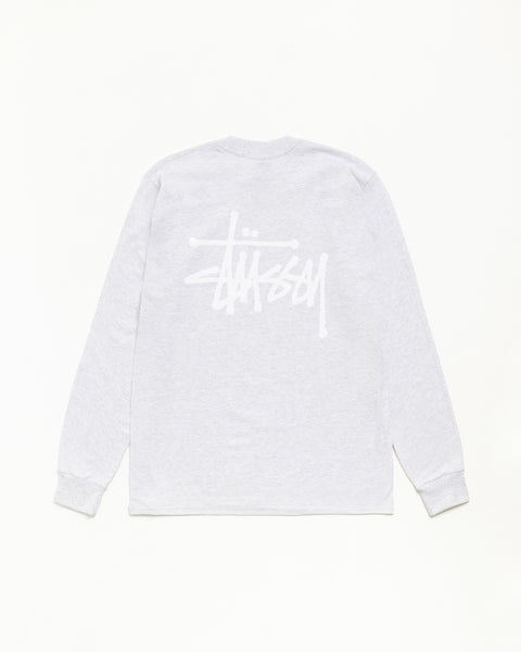 Basic Stüssy LS Tee ユニセックス長袖、アッシュヘザーのミッドウェイトコットンジャージー