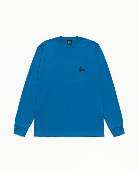 Basic Stüssy LS Tee、ブルーのカラーウェイ、ユニセックスの長袖Tシャツ