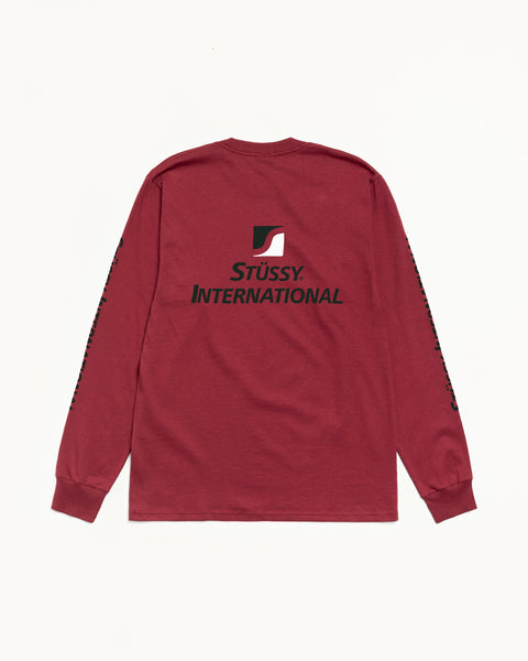Stussy International Ls Tee Mens Long Sleeve In Wine