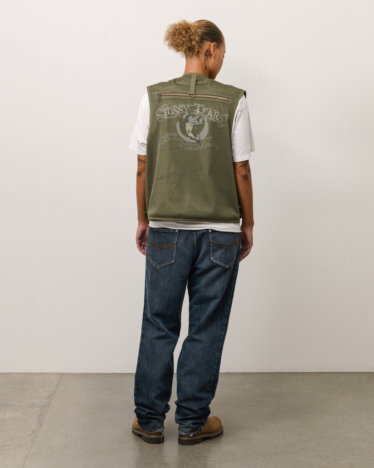 Stussy Tears Fishing Vest Unisex Sleeveless In Green