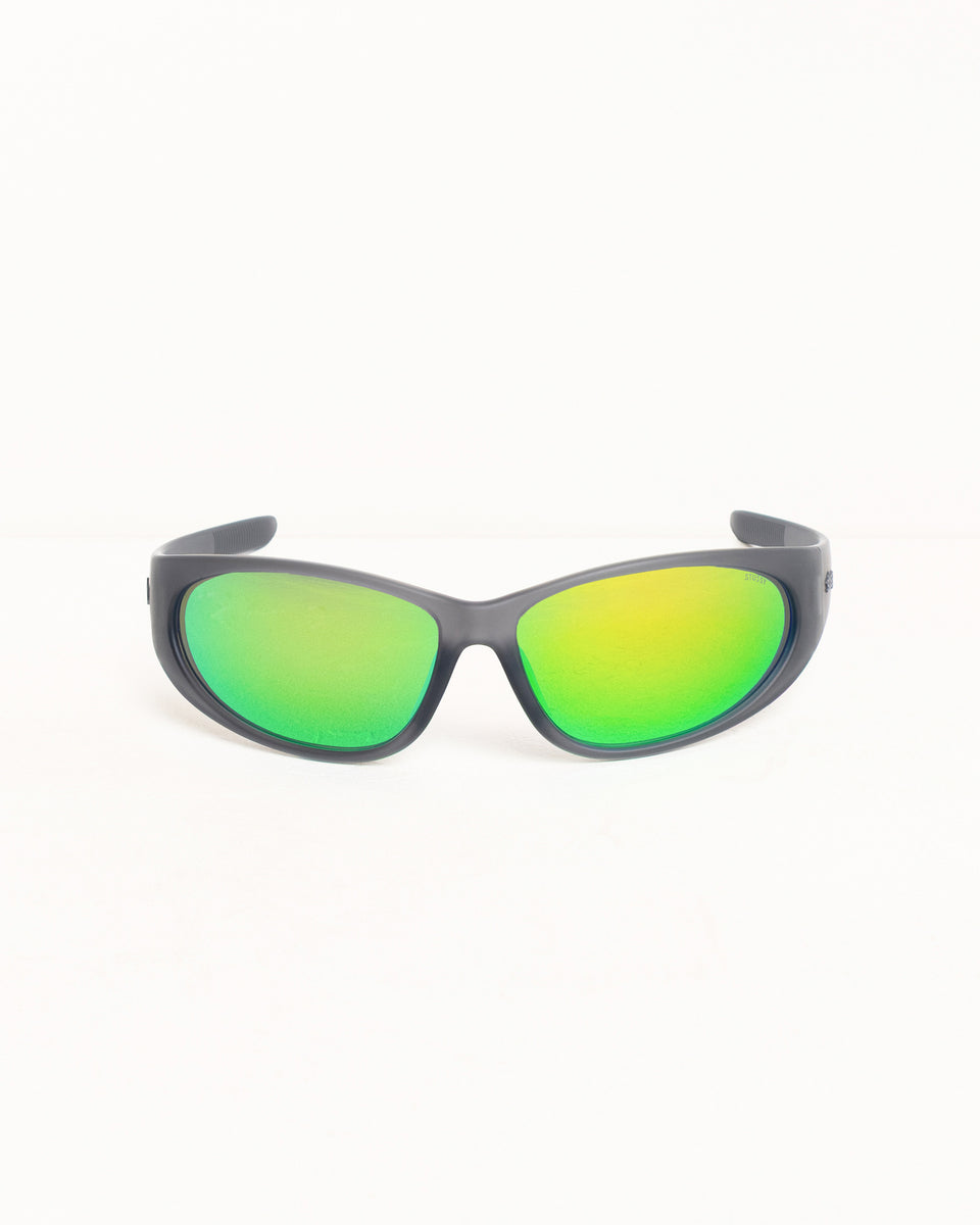 Adrian Sunglasses Unisex In Frost Grey/green Mirror Lens