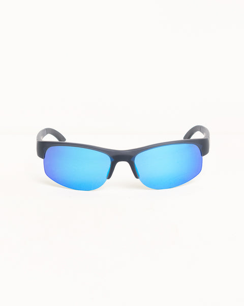 Hiro Sunglasses Unisex In Frost Black/blue Mirror Lens