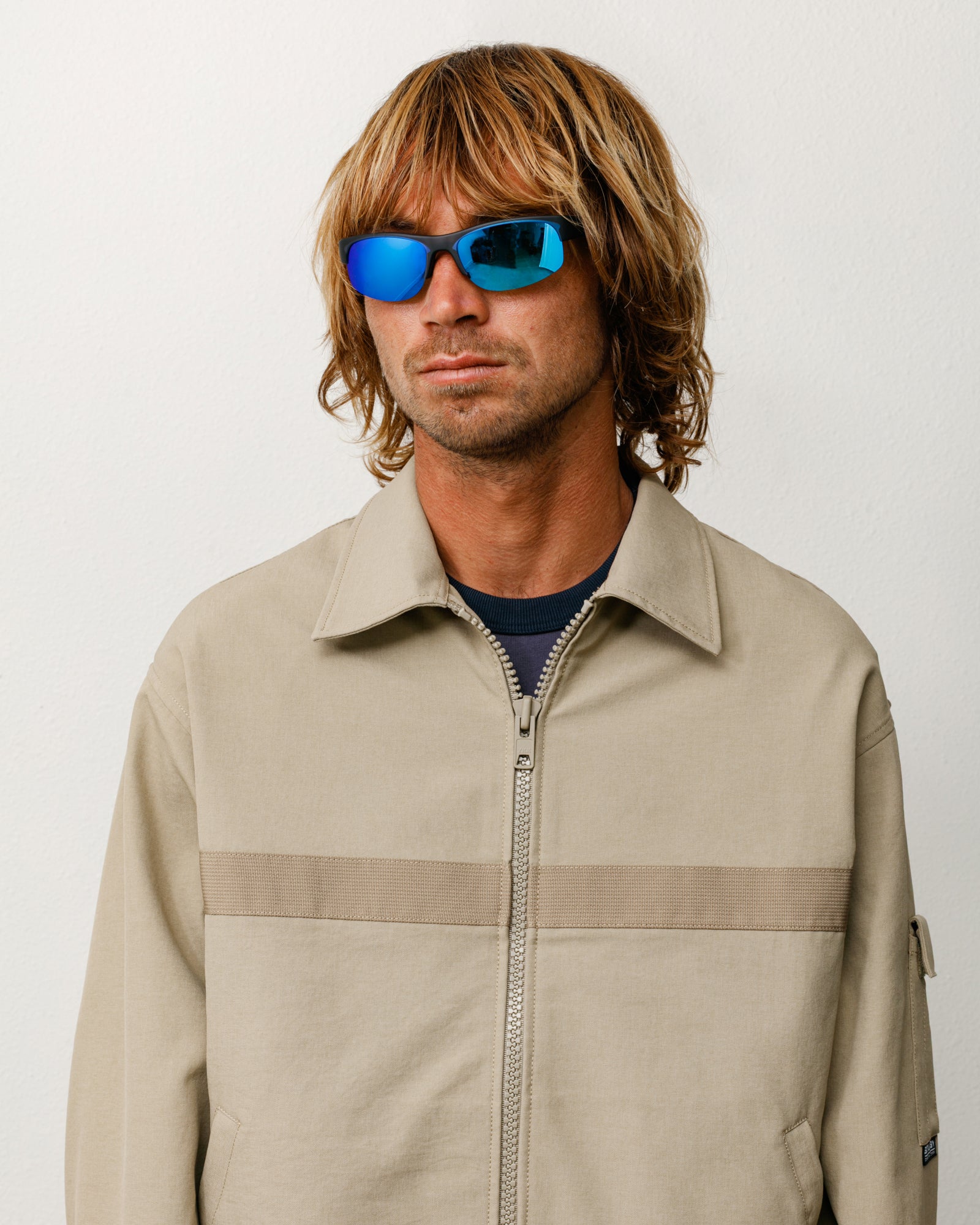 Hiro Sunglasses Unisex In Frost Black/blue Mirror Lens