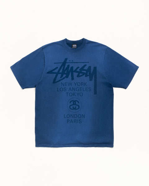 World Tour Sun Fade Tee Mens Short Sleeve In Faded Navy