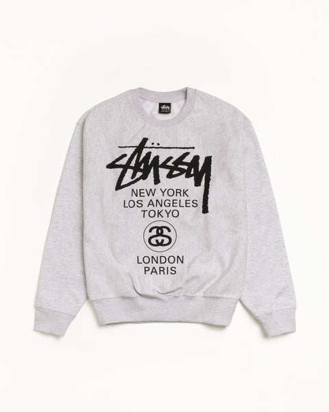 World Tour Crew Mens Long Sleeve In Ash Heather